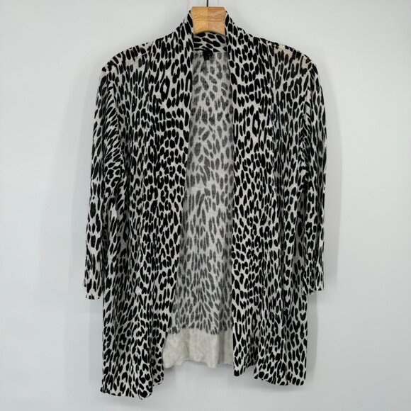 Etoile Leopard Print Open Front Cardigan Sweater black linen blend size medium - Picture 6 of 10